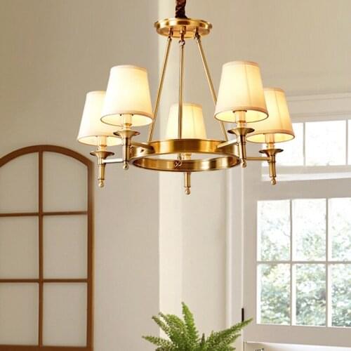 Living Room Copper Chandelier Bedroom Lamp Atmospheric Chandelier American Dining Room Lamp Study led Chandelier Lighting