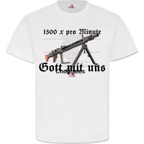 MG42 Gott Mit Uns 1500x Pro Minute Kadenz Schuss Humor Fun Waffe Mens T Shirt