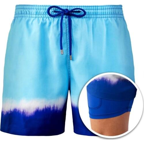Mens Board Shorts Two-layer Pocket Beach Swim Trunks Mens Casual Summer Sweatpants Sport Training Shorts