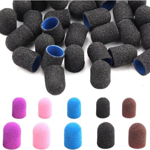 5Pcs/Set Sanding Caps Plactis Nail Art Sanding Bands Electric Manicure Pedicure File Drill Machine Accessories Nail Tools