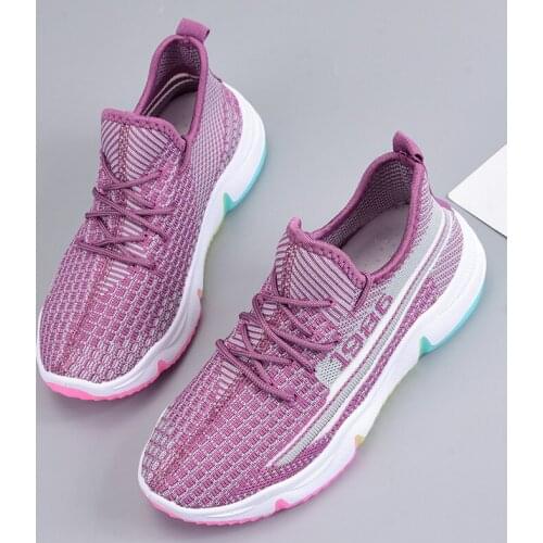 2021 Spring New Flying Woven Shoe Womens Breathable Mesh Running Sneakers Ladies Korean-Style Fashionable Casual Womens Shoes