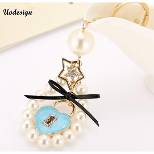 New Arrival Star heart stone pearl tassel keychain keyring fashion keyholder boho jewelry car keychain for women