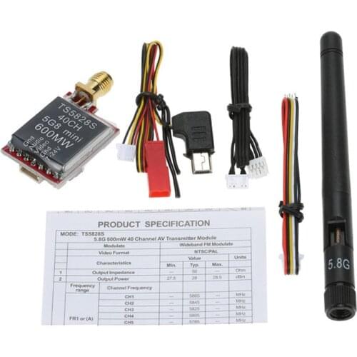 Upgrade TS5828S Micro VTX 5.8G 600mW 48CH Mini FPV AV Transmitter Moudle USB video cable for RC Drone