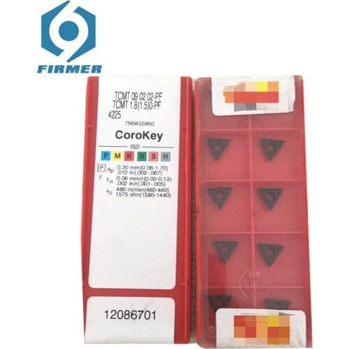 Original Carbide Inserts 50pcs Lathe Inserts TCMT090202-PF TCMT090204-PM 4225/4235/4325 Metal Cutter Lathe Turning Tool Cutter