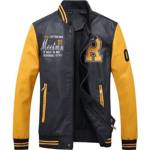 Drop shipping men autumn leather jackets and coats fashion printed pu outwear overcoat LBZ12