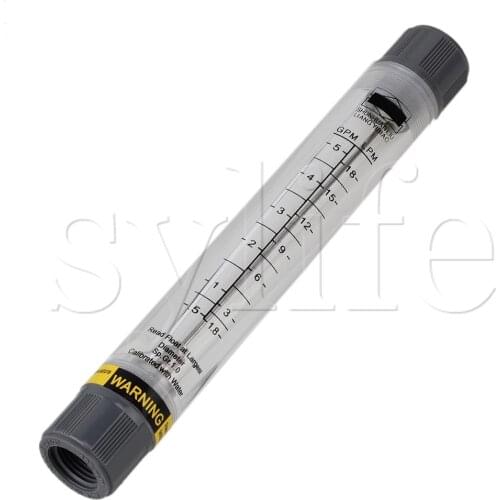 1/2" Female Thread 0.5-5 GPM 1.8-18 LPM Water Liquid Flowmeter Grey+ Clear