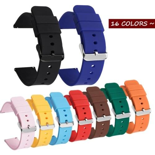 Universal Sport Silicone Strap 14mm 16mm 18mm 20mm 22mm 24mm Replacement Band for Samsung Galaxy Active2 Huawei GT 2 Smart Watch
