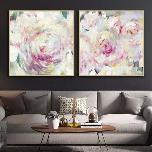 Romantic Purple Rose Wall Art Pic 100% Hand Painted Modern Abstract Oil Painting On Canvas For Living Room Home Decor No Frame