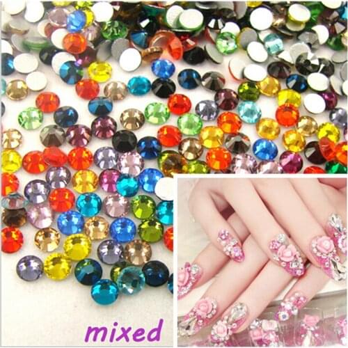 Ss3 -ss30 Flat Back Best Crystal Mixed color ( 3d Nail Art decorations ) Non Hot Fix Glue on rhinestones for nails diy