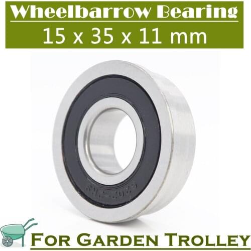 Wheelbarrow Bearing 15x35x11mm ( 1 Pc ) Garden Trolley Ball Bearings With Flanged
