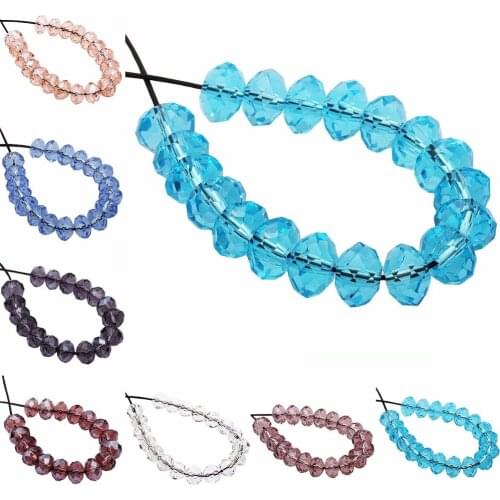 TUMBEELLUWA 1Lot (50Pc) Faceted Crystal Glass Rondelle Loose Spacer Bead Charms Jewelry Findings Craft 8x6mm