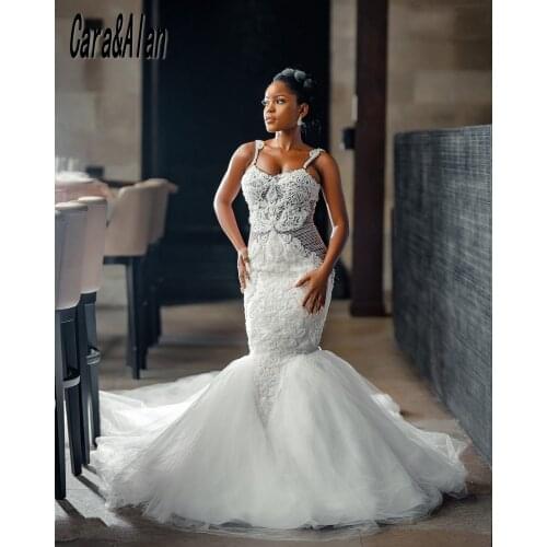 Vintage African vestido de noiva civil Lace Wedding Dresses 2021 Applique Arabic Mermaid Bridal Gowns Custom Made abito da sposa