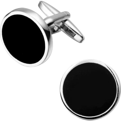 Mens shirts Cufflinks high-quality copper material Black circular Cufflinks 5 pairs of packaging for sale