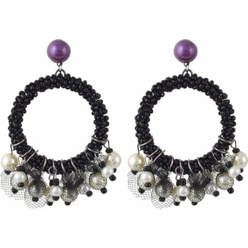 Elegant Boho Pearl Beaded Drop Earrings for Women Statement pendientes Jewelry Woven Rope Handmade Earring Korean Party Brincos