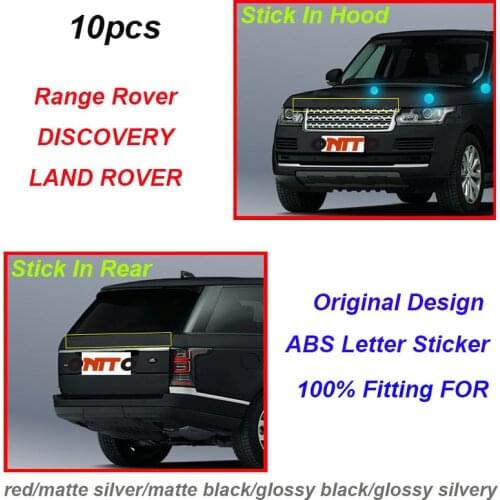 10pcs Car Decoration Letter Sticker Covers ABS black/gray/red Auto Body Decal Front Hood Sticker Rear Trunk Boot Label