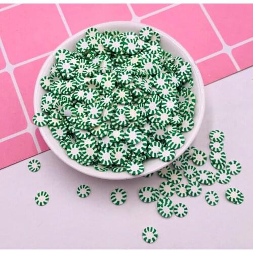 100g/Lot Green Wheel Slices Polymer Clay Green Flower Sprinkles Hot Soft Pottery for DIY Crafts Filling Accessories