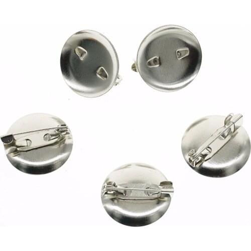 100pcs Silver Tone 20/25mm Dual Brooch Pin Pad Metal Brooch Round Clasps Pin Disk Findings Supplies Craft DIY Base