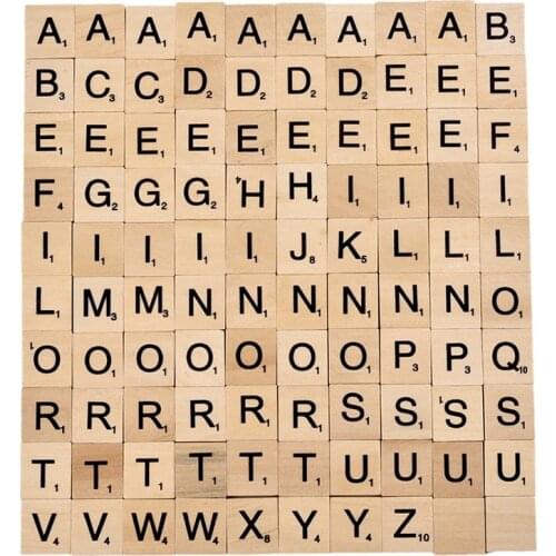 100 Pcs Wood Tiles Letter Alphabet s Number Craft English Words In Stock