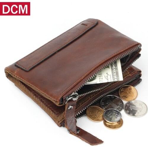 100% top cow leather men wallet vintage multifunctional Antimagnetic leather wallet male purse portefeuille homme