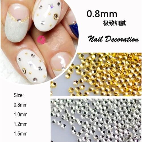 500Pcs/Lot Korea 0.8 1.0 1.2 1.5 2.0mm Gold Silver Round Rivets Studs Metal Alloy Nail Art Parts Accessories DIY Decorations