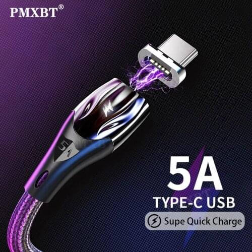 5A Type C Magnetic USB Cable Mobile Phone Fast Charging Data Cord For Samsung S10 S9 Huawei P40 P30 Xiaomi USB C Charge Cable 1M