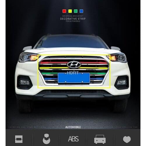 For Hyundai ix35 2018 2019 8pcs Front Head Center Grille Lid Mesh Grill Bumper Cover Frame Molding Trims color Car Accessories