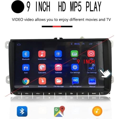 9''2 Din GPS Android Car Radio for VW/Seat Wifi FM AM Bluetooth Touch 1024x600 Pixels BT Mirror Link USB Airplay Hot Selling