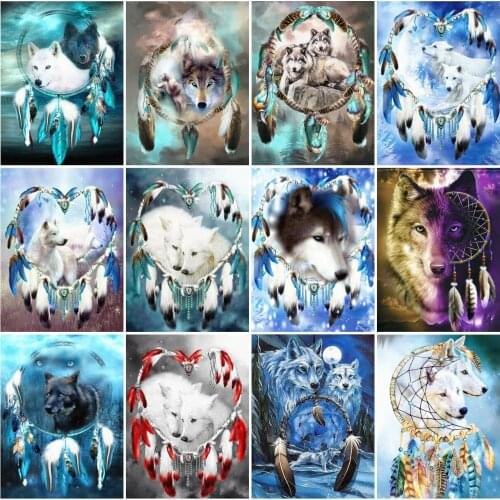 AZQSD Diamond Painting Wolf Full Round Rhinestone Diamond Embroidery Animal Cross Stitch Mosaic Handicraft Home Decor