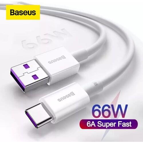Baseus 6A USB C Cable Type C Cable for Huawei P40 P40 Pro Mate40 66W Fast Charge USB C Cable Phone Charge Type C Cable Wire Cord