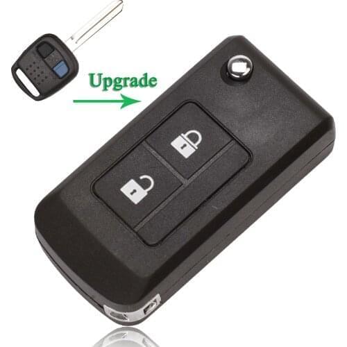 Bilchave 10pcs Modified 2 Buttons Remote Key Fob For Nissan Bluebird Qashqai Elgrand X-TRAIL Navara Micra Key Case Replacement