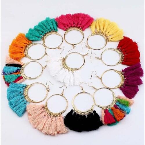 New Sale 1Pcs Bohemian Jewelry Big Circle Earrings Accessories For Women Vintage Round Long Drop Earrings Wedding Jewelry Gift