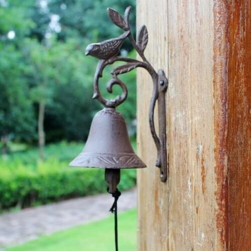 European-style Cast Iron Handicraft Doorbell Hand-cranked Tree Branch Bird Home Garden Wall Decoration