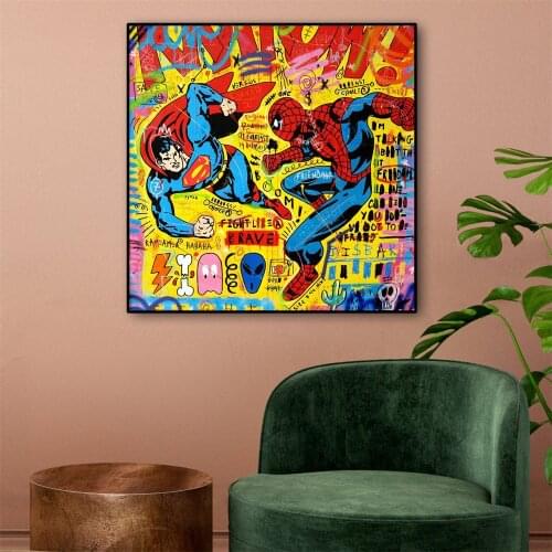 Disney Anime Canvas Painting Fighting Super Hero Graffiti Pop Art Marvel Poster Prints Wall Picture For Living Room Home Decor