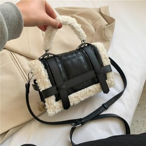 Elegant Female Plush Tote bag 2021 Winter New Quality PU Leather Womens Designer Handbag High capacity Shoulder Messenger Bag