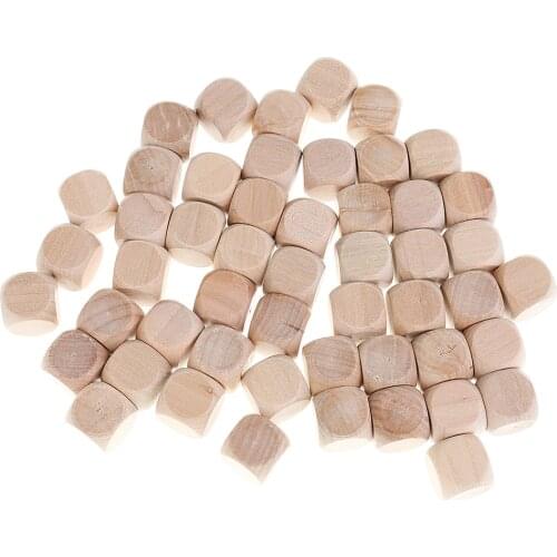 Set of 50PCS Empty Wooden Blank Dice 16mm Six-sided Diy Blank Dice Game Dice for DIY Decorating and Craft Projects