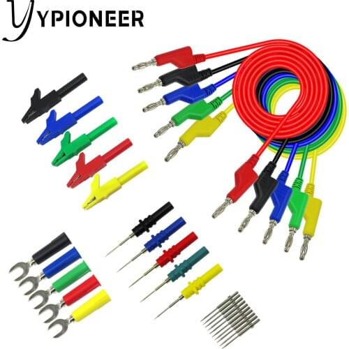 Cleqee P1036B 4mm Banana to Banana Plug Test Lead Kit for Multimeter Match Alligator clip U-type & puncture test probe kit