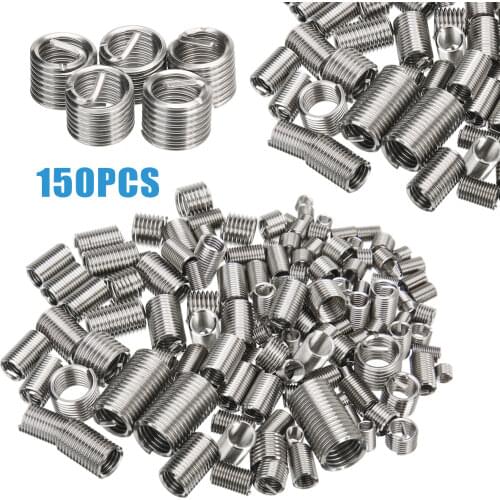 150pcs Stainless Steel Helicoil Thread Repair Insert Kit M3 M4 M5 M6 M8 Rivet Nut Kit Crew Sleeve Set