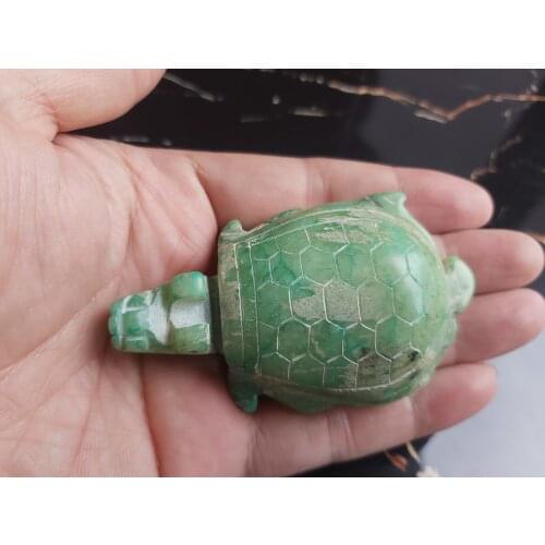 Natural Green jade dragon turtle Tortoise living room decoration jade crystal Feng shui Natural green jade carved statue antique