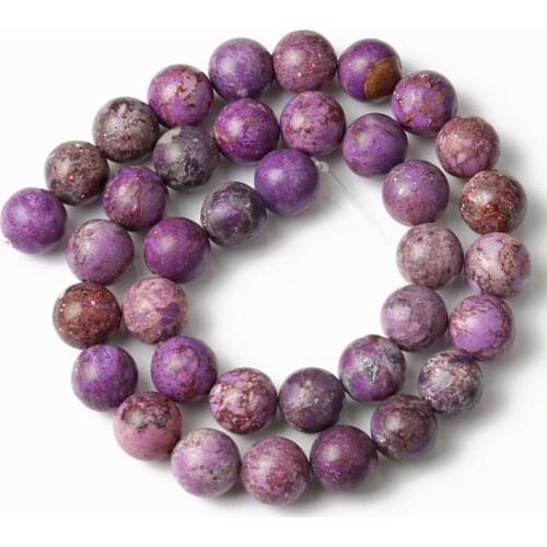 Natural Stone Purple Sea Sediment Jaspers Beads 6/8/10mm Round Loose Spacer Beads For Jewelry Making DIY Woman Bracelet Necklace