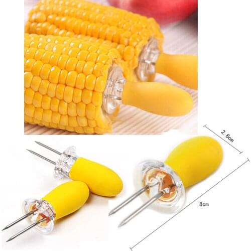 Stainless steel corn needle 1 pair bbq corn plug portable barbecue stick corn fork