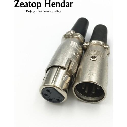 1Set Nickel Plated 3Pin / 4Pin Female Adapter + 3Pin / 4Pin XLR Male Plug Audio Microphone Connector