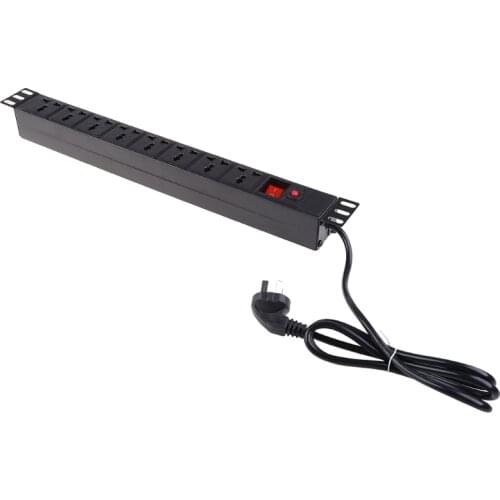 2021 New 1U PDU 8 Outlet Metal Power Strip Surge Protector 250V 10A 2500W for 19 inch