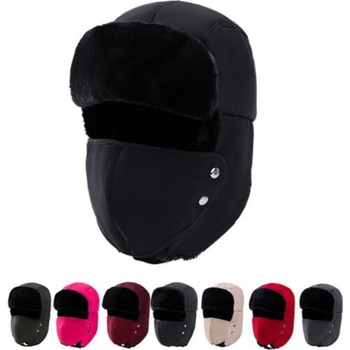 Trapper Hat Men Women Outdoor Helmet Winter Warm Full Ear Muffs Mask Windproof Skiing Fishing Cap Thickened Cycling Headgear