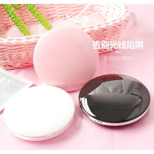 Portable Mini Clamshell Mirrors LED Illuminated Lighted 3X Magnifying Double-Side Folded USB Charging Pocket Makeup Mirror