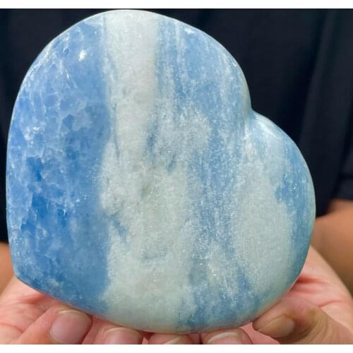 1pcs Natural Polished Blue Celestite Crystal Fossil Heart Specimen Healing 200-220g