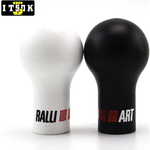 RALLIART Gear Shift Knob Universal 5/6 Speed Black White Resin Car Manual Transmission Shifter Lever JDM Racing For Mitsubishi