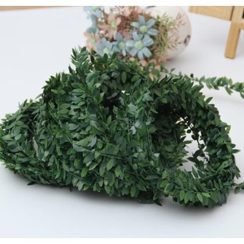 7.5M Silk Garland Green Leaf Iron Wire Artificial Flower Vine Rattan For Wedding Car Decoration Home Party DIY Decoration