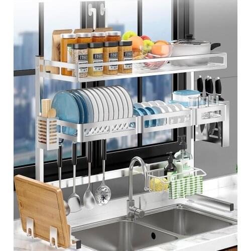 Kitchen sink storage rack stainless steel multi-functional supplies sink storage bowls and dishes put bowl rack drain rack