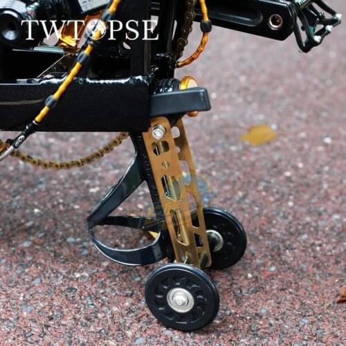 TWTOPSE Aluminum Alloy Bicycle Bike Easywheel For Birdy RHINE Folding Bike Cycling Fit Bottle Cage Pack Rack Easy Wheel Holder