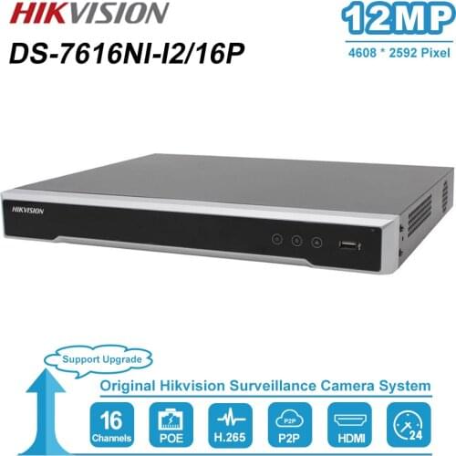 Original HIK H.265 4K NVR 16CH DS-7616NI-I2/16P Professional POE NVR for CCTV Camera System HDMI VGA Plug & Play NVR